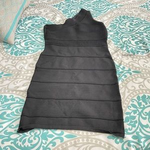 Black one shoulder midi dress